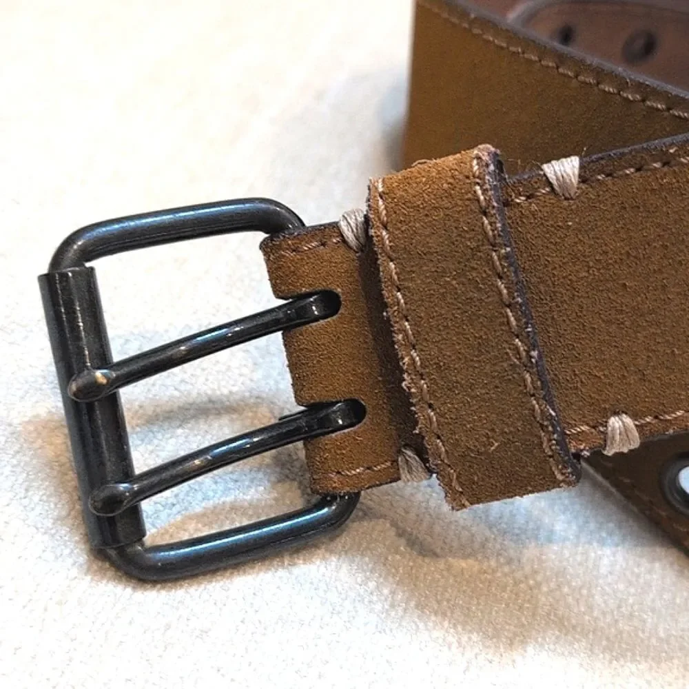 Linea Pelle Double Prong Suede Leather Belt Size M